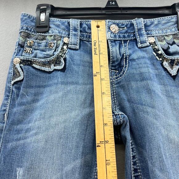 Miss Me Jeans Women's Size 26 (2) Signature Skinny Southwestern Feather Bling - Picture 5 of 16